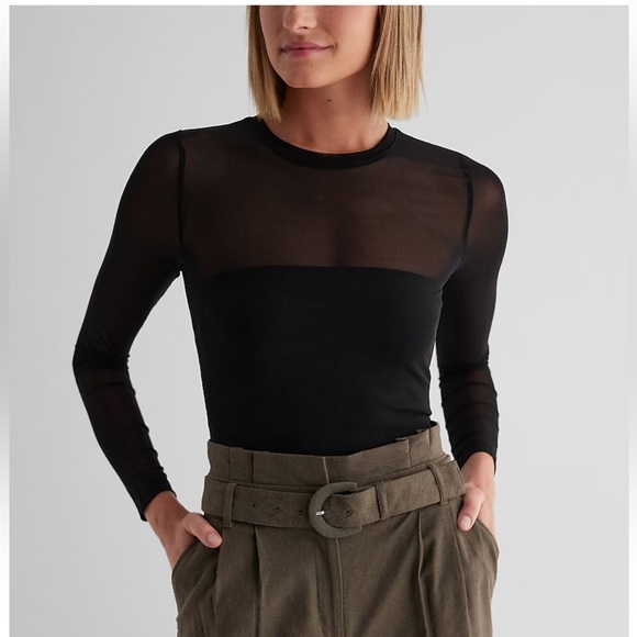 Abercrombie & Fitch Tops - Abercrombie&Fitch Soft A&F Collection Black Long Sleeve Mesh Bodysuit Thong Back